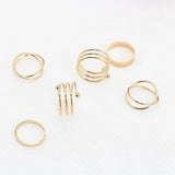 6PCS / set of gold crystal rhinestones Korean version of the ring set hypoallergenic cute chic style wedding dress unique elegan