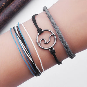 BYSPT Pure Life Hippie boho beach Surf Bracelets handmade wave charms Friendship bracelet wax string Bracelets&Bangles