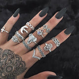 20 models rings for women Bohemia Retro Carved crown Crystal flower Star gem Multi-element set wedding rings Anniversary gift