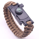 Outdoor Survival Bracelet Men Women Braided Paracord Multi-function Camping Rescue Emergency Rope Bangles Compass Whistle Knife