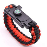 Outdoor Survival Bracelet Men Women Braided Paracord Multi-function Camping Rescue Emergency Rope Bangles Compass Whistle Knife