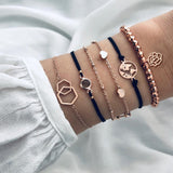 Boho Rose Map Bracelets & Bangles for Women Bohemian Round Beaded Charm Bracelet Set Fashion Multilayer Accessories 2019 Bijoux