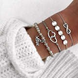 Boho Rose Map Bracelets & Bangles for Women Bohemian Round Beaded Charm Bracelet Set Fashion Multilayer Accessories 2019 Bijoux