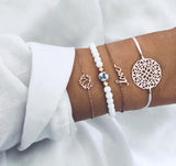 Boho Rose Map Bracelets & Bangles for Women Bohemian Round Beaded Charm Bracelet Set Fashion Multilayer Accessories 2019 Bijoux