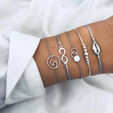 Boho Rose Map Bracelets & Bangles for Women Bohemian Round Beaded Charm Bracelet Set Fashion Multilayer Accessories 2019 Bijoux