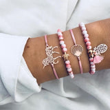 Boho Rose Map Bracelets & Bangles for Women Bohemian Round Beaded Charm Bracelet Set Fashion Multilayer Accessories 2019 Bijoux