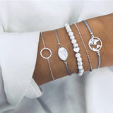 Boho Rose Map Bracelets & Bangles for Women Bohemian Round Beaded Charm Bracelet Set Fashion Multilayer Accessories 2019 Bijoux