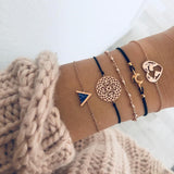 Boho Rose Map Bracelets & Bangles for Women Bohemian Round Beaded Charm Bracelet Set Fashion Multilayer Accessories 2019 Bijoux