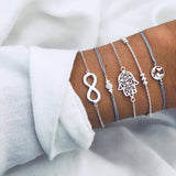 Boho Rose Map Bracelets & Bangles for Women Bohemian Round Beaded Charm Bracelet Set Fashion Multilayer Accessories 2019 Bijoux