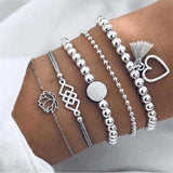 Boho Rose Map Bracelets & Bangles for Women Bohemian Round Beaded Charm Bracelet Set Fashion Multilayer Accessories 2019 Bijoux