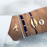 Boho Rose Map Bracelets & Bangles for Women Bohemian Round Beaded Charm Bracelet Set Fashion Multilayer Accessories 2019 Bijoux