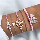 Boho Rose Map Bracelets & Bangles for Women Bohemian Round Beaded Charm Bracelet Set Fashion Multilayer Accessories 2019 Bijoux