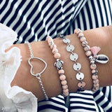 Boho Rose Map Bracelets & Bangles for Women Bohemian Round Beaded Charm Bracelet Set Fashion Multilayer Accessories 2019 Bijoux