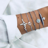 Boho Rose Map Bracelets & Bangles for Women Bohemian Round Beaded Charm Bracelet Set Fashion Multilayer Accessories 2019 Bijoux