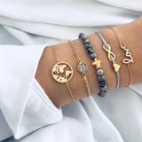 Boho Rose Map Bracelets & Bangles for Women Bohemian Round Beaded Charm Bracelet Set Fashion Multilayer Accessories 2019 Bijoux