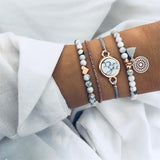 Boho Rose Map Bracelets & Bangles for Women Bohemian Round Beaded Charm Bracelet Set Fashion Multilayer Accessories 2019 Bijoux