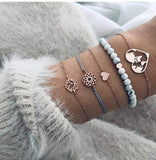 Boho Rose Map Bracelets & Bangles for Women Bohemian Round Beaded Charm Bracelet Set Fashion Multilayer Accessories 2019 Bijoux