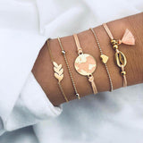 Boho Rose Map Bracelets & Bangles for Women Bohemian Round Beaded Charm Bracelet Set Fashion Multilayer Accessories 2019 Bijoux