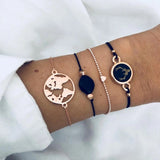 Boho Rose Map Bracelets & Bangles for Women Bohemian Round Beaded Charm Bracelet Set Fashion Multilayer Accessories 2019 Bijoux