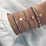 Boho Rose Map Bracelets & Bangles for Women Bohemian Round Beaded Charm Bracelet Set Fashion Multilayer Accessories 2019 Bijoux