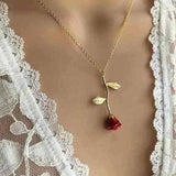 2019 New Fashion Vintage Rose Necklace Pendant Long Chain Charm Simple Necklace Autumn Winter Women's Jewelry Valentine's Day