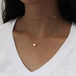 Simple Fashion Female Clavicle Pendant Peach Heart Multi-Layer Clavicle Neck Chain Necklace Heart-Shaped Pendant