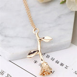 2019 New Fashion Vintage Rose Necklace Pendant Long Chain Charm Simple Necklace Autumn Winter Women's Jewelry Valentine's Day