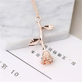 2019 New Fashion Vintage Rose Necklace Pendant Long Chain Charm Simple Necklace Autumn Winter Women's Jewelry Valentine's Day