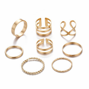 Original Design Gold Silver Round Hollow Geometric Rings Set For Women Fashion Cross Twist Open Ring  Joint Ring Female Jewelry