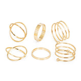 Original Design Gold Silver Round Hollow Geometric Rings Set For Women Fashion Cross Twist Open Ring  Joint Ring Female Jewelry