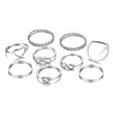 Original Design Gold Silver Round Hollow Geometric Rings Set For Women Fashion Cross Twist Open Ring  Joint Ring Female Jewelry