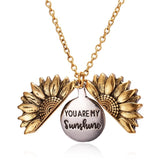 Jisensp Fashion Leaf Branch Sunflower Necklace for Women Party collares Ketting Accessories I Love You Necklace Jewelry Gift