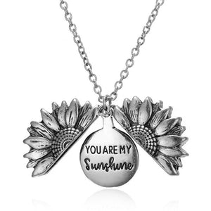 Jisensp Fashion Leaf Branch Sunflower Necklace for Women Party collares Ketting Accessories I Love You Necklace Jewelry Gift