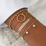 31 Styles Boho Mixed Leaves Letter Map Geometric Crystal Infinity  Pentagram Shell Multi-layer Chain Bracelet Women Wholesale