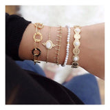 31 Styles Boho Mixed Leaves Letter Map Geometric Crystal Infinity  Pentagram Shell Multi-layer Chain Bracelet Women Wholesale