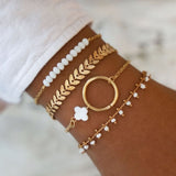 31 Styles Boho Mixed Leaves Letter Map Geometric Crystal Infinity  Pentagram Shell Multi-layer Chain Bracelet Women Wholesale