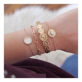 31 Styles Boho Mixed Leaves Letter Map Geometric Crystal Infinity  Pentagram Shell Multi-layer Chain Bracelet Women Wholesale