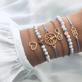 31 Styles Boho Mixed Leaves Letter Map Geometric Crystal Infinity  Pentagram Shell Multi-layer Chain Bracelet Women Wholesale