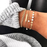 31 Styles Boho Mixed Leaves Letter Map Geometric Crystal Infinity  Pentagram Shell Multi-layer Chain Bracelet Women Wholesale