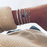 31 Styles Boho Mixed Leaves Letter Map Geometric Crystal Infinity  Pentagram Shell Multi-layer Chain Bracelet Women Wholesale