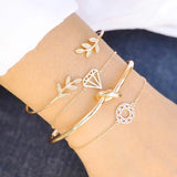 31 Styles Boho Mixed Leaves Letter Map Geometric Crystal Infinity  Pentagram Shell Multi-layer Chain Bracelet Women Wholesale