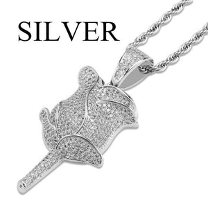 Rhinestone Mask Long Necklace Stainless Steel Pendant Necklace Hip Hop Broken Heart Necklaces Jewelry Gift Chain Necklace