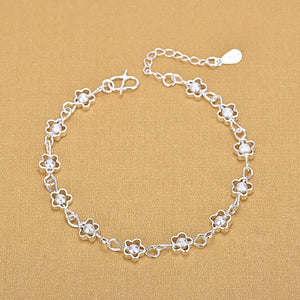 925 Silver Plum Frosted Beads Hollowed Bracelets 925 Fashion Bracelets Fine Fashion Bracelet Jewelry For Woman Gift