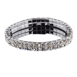 Fashion 4/5/8 Rows Full Crystal Rhinestone Elastic Bracelet Silver Golden Bangle Bling Wristband Women Wedding Bridal Jewelry