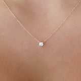 QCOOLJLY Simple Dazzling Zircon Necklace Silver Gold Color Pendant Necklaces For Women Jewelry Cute Gift bijoux femme collier